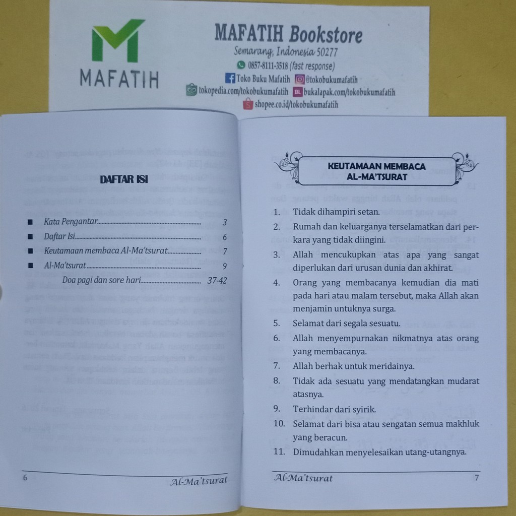 Buku Kitab Al Ma Tsurat A6 Latin Terjemah Dzikir Pagi Sore Petang Almatsurat Matsurat Pustaka Nuun Shopee Indonesia
