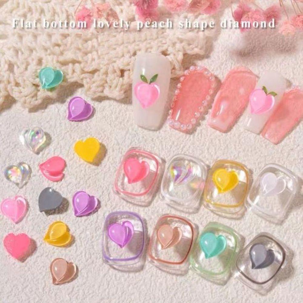 Mxbeauty Gaya Korea Pesona Kuku Warna Permen Kristal Bersinar Cinta Hati DIY Nail Art Bahan Manicuring Jewelry