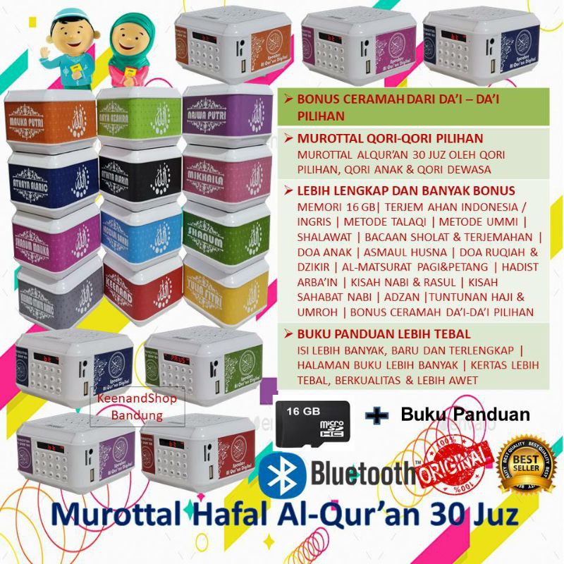 NEW [BISA CETAK NAMA] Speaker Hafal Al-Qur'an 30 Juz, MEMORI 16 GB, Bluetooth