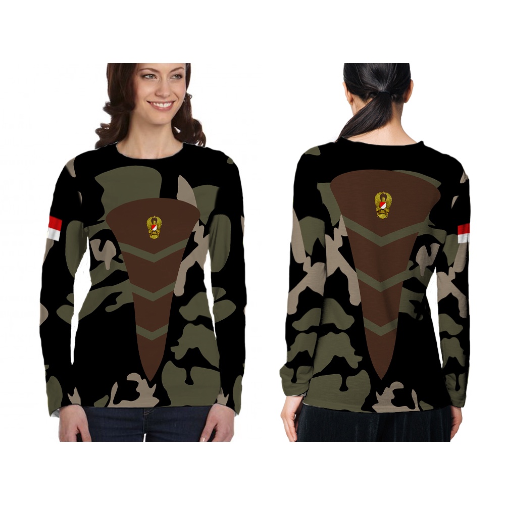 [Riashop] Kaos TNI AD Lengan Panjang | Kaos TNI-AD Wanita | Kaos Loreng TNI-AD | Kaos TNI-AD
