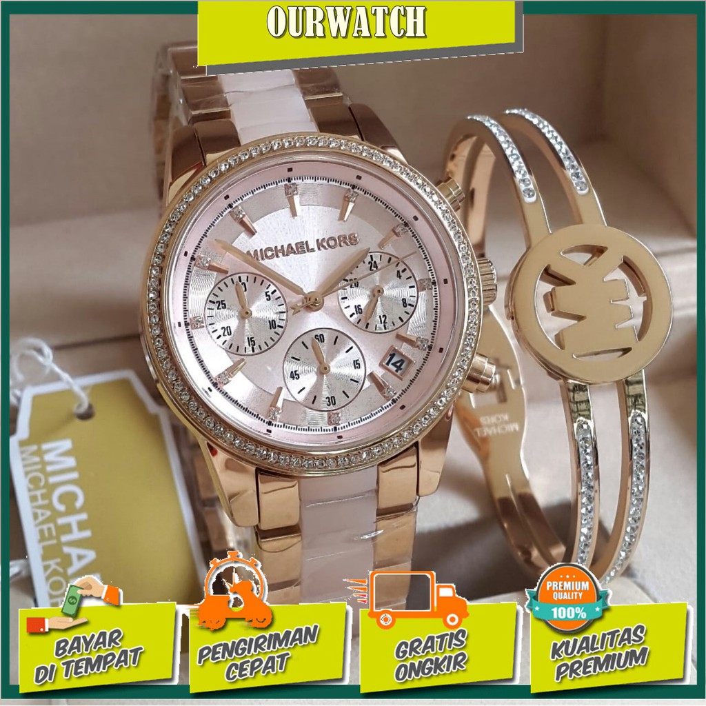 JAM TANGAN WANITA MICHAEL KORS MK 6307 ORIGINAL FREE BRACELELT