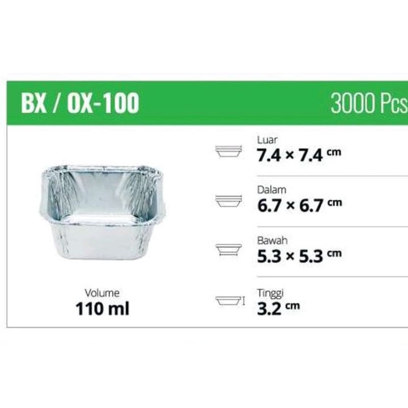 ALUMINIUM FOIL TRAY CUP OX 100 / BX 340 / WADAH CUP MAKANAN TRAY 10 PCS