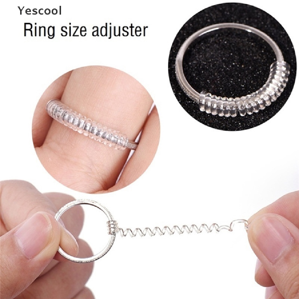 Yescool 5pcs Invisible Transparent Spiral Based Ring Sizer Adjuster  Resizing Jewelry .