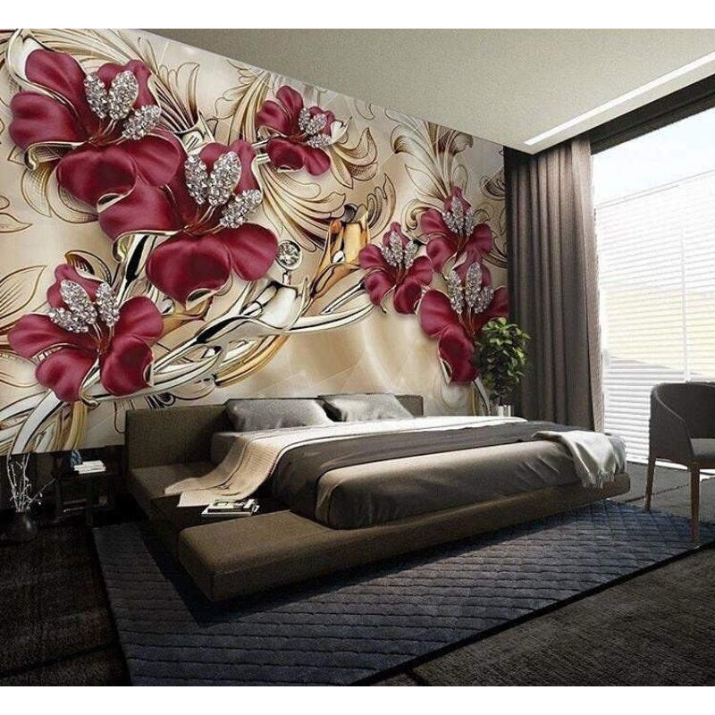 3D WALLPAPER CUSTOM WALLBANNER DINDING Floral 3d, Wallpaper Dinding 3d,