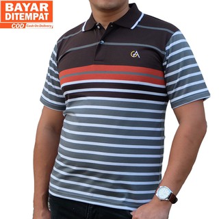  Lokal  Size S  XXL KAOS  KERAH SALUR STRIPE POLO SHIRT 