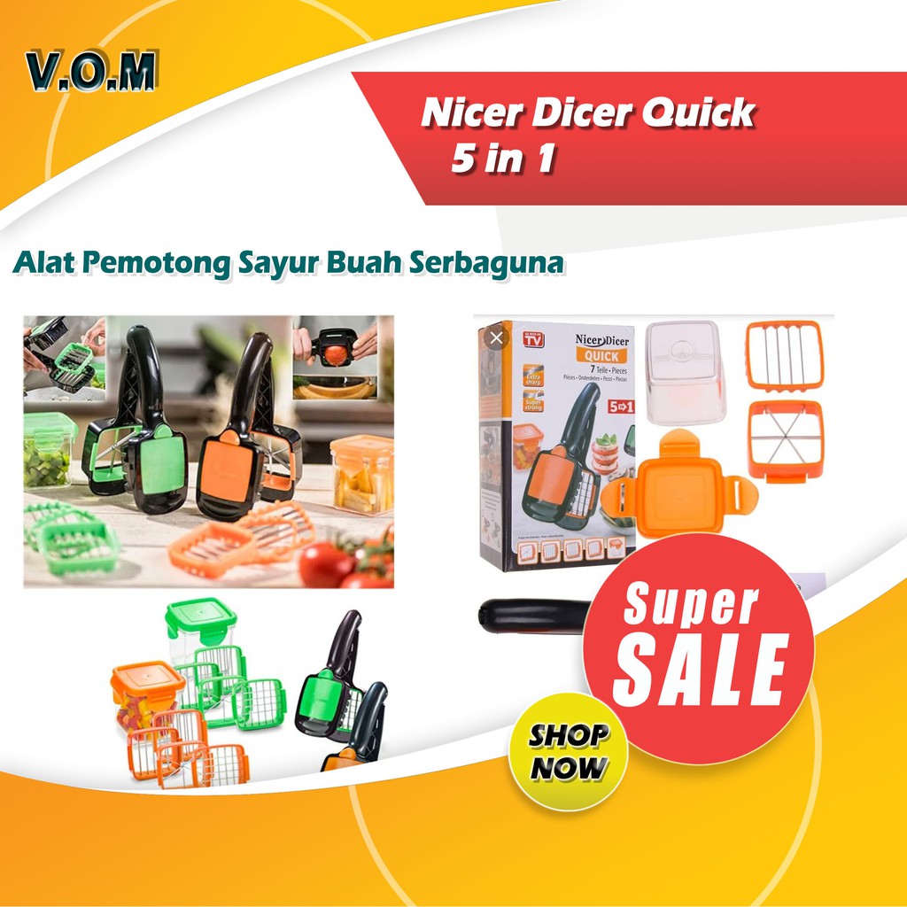 VOM Nicer Dicer Quick 5 in 1 Alat Pemotong Sayur Buah Serbaguna 0490