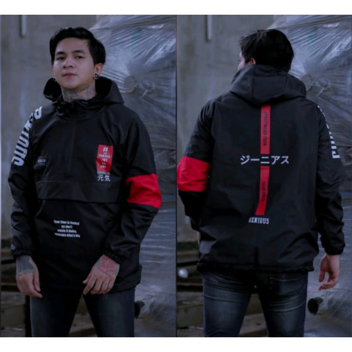 JAKET COUGLE Jaket Parasut Taslan Cougle Hoodie Premium Distro Unisex /HITAM/ M L XL [COD]