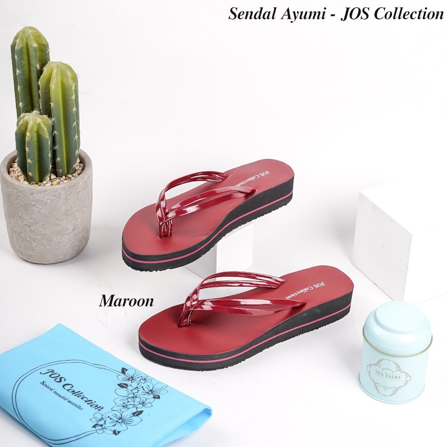 Sandal Jepit Wanita Murah - Ayumi Model Tali Double Tinggi 3 cm by JOS Collection