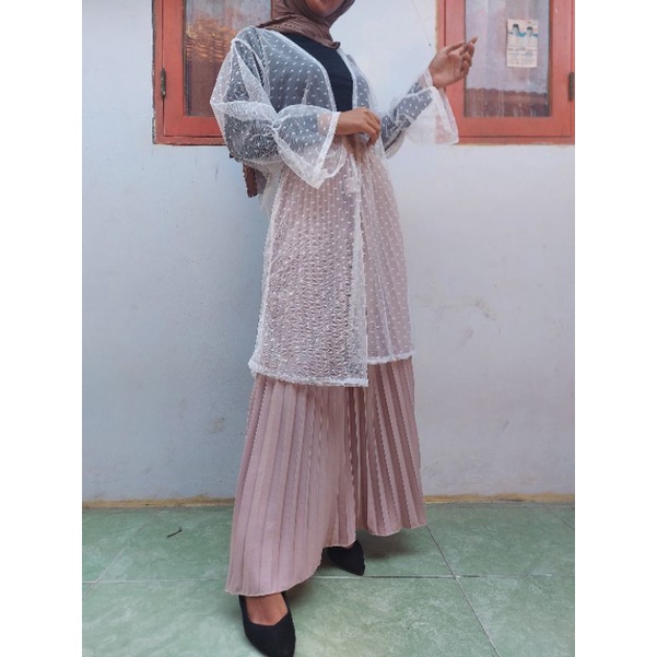 OUTER POLKA // OUTER TILE POLKA//OUTER LENGAN KARET // KARDIGAN // LONG CARDI