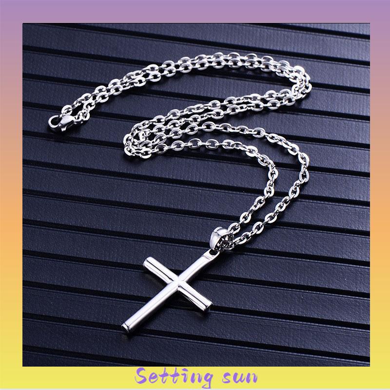 Kalung-SWalib Pria Rantai Vintage Cross-SWalib Liontin Kalung TN