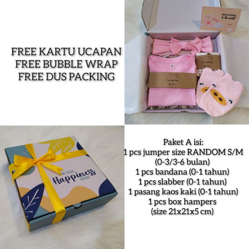 Hampers kado bayi/Baby gift set/Parcel kelahiran/set jumper bedong accesories-Paket A BABY PINK