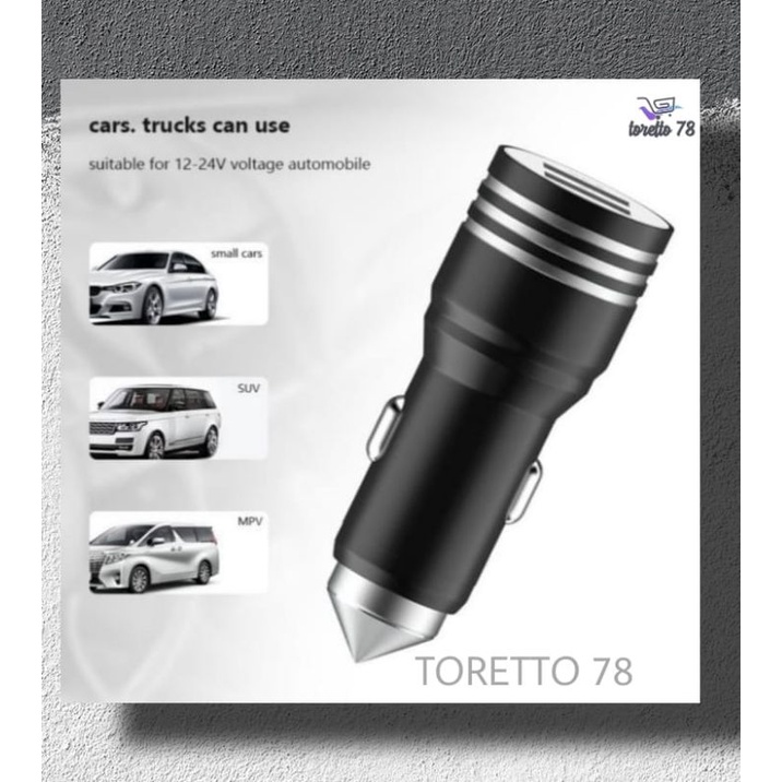 Saver Pro Car Charger Mobil USB Aluminium Metal+Kabel Micro