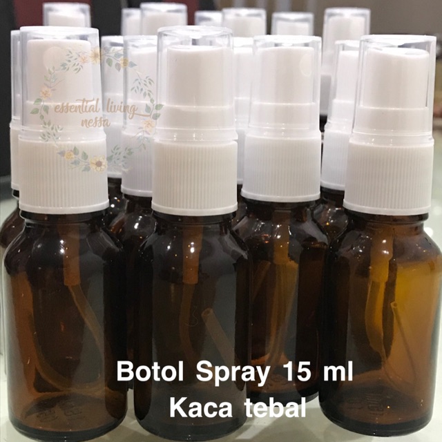 Botol Spray Kaca Amber Tutup Putih 5,10,15,20,30,50,100 ml