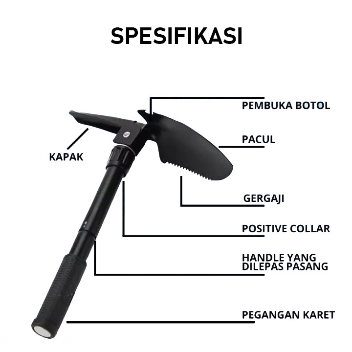 Sekop Pacul Cangkul Portable Dapat Dilipat Model Army