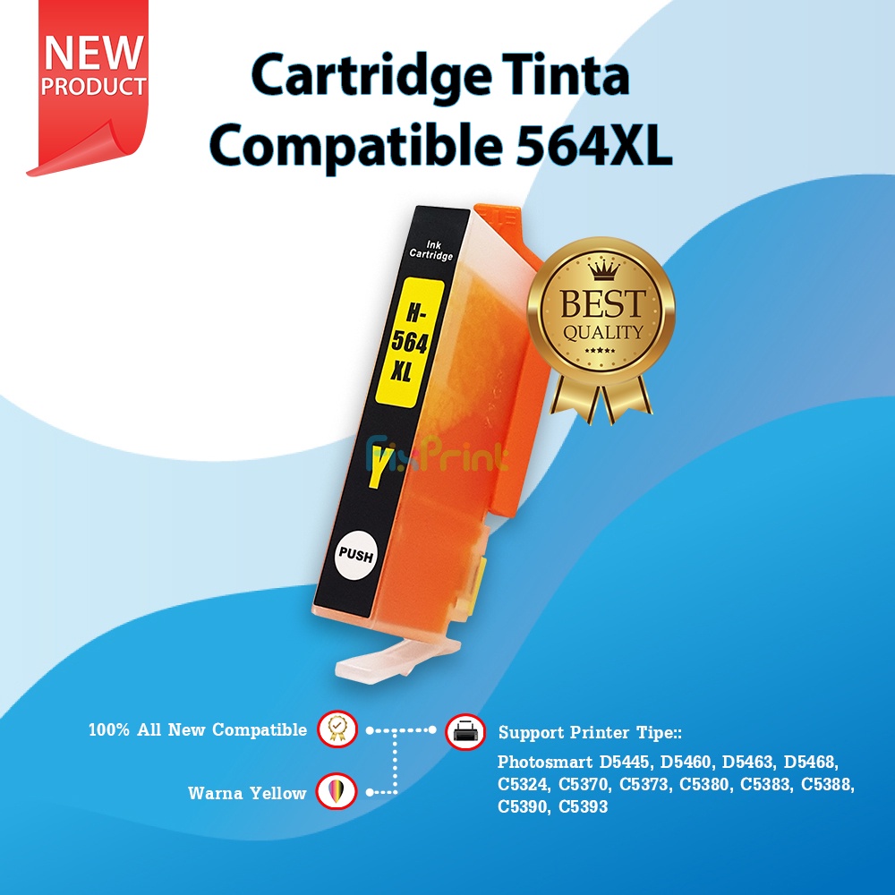 Cartridge Tinta Compatible 564XL Black Cyan Magenta Yellow With Chip Refill Ink H-564XLB 564 Printer XP Photosmart C6340, C6350, C6380, C6375 B8550 C6324 D5400 D7560 5510 5511 5512 5514 5515 5520 5522 5525 6510 6512 6515 6520 7510 7515 7520 B109a B109n