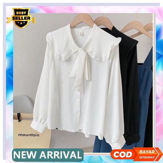 Melda Top Blouse Bl Katun Paris Ld 100-102 Cm Kancing Hidup / Busui Friendly Atasan Wanita Baju Fash
