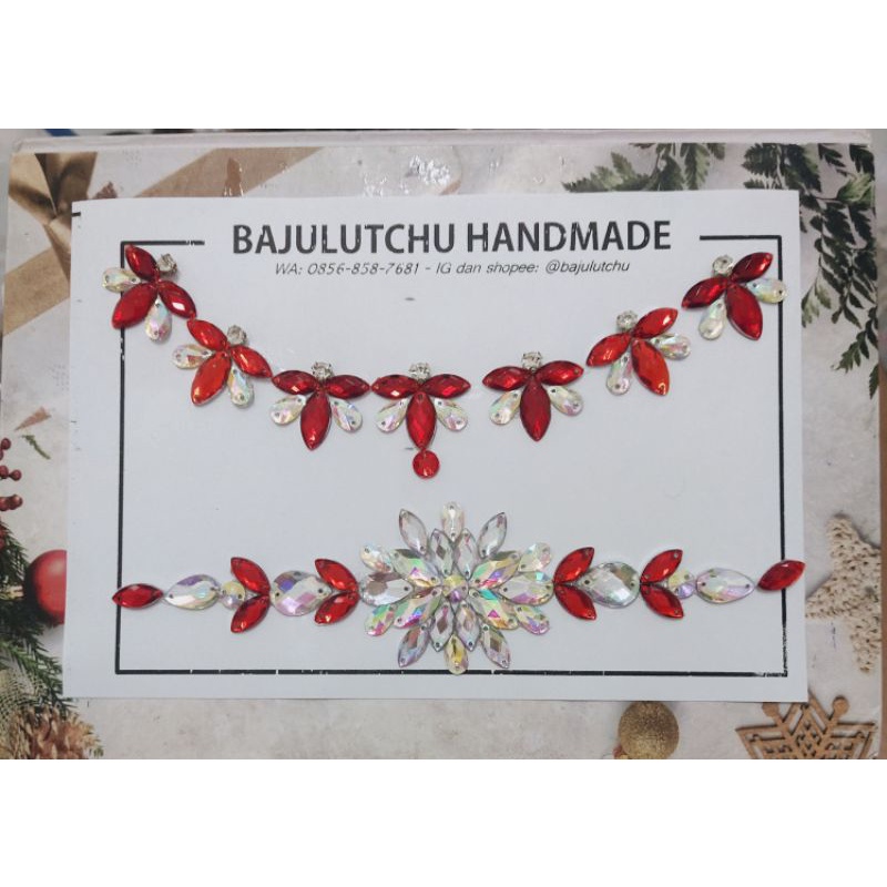 Payet leher payet pinggang set merah maroon marun