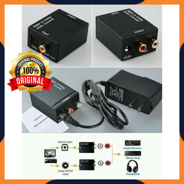 [COD] PAKET SUPER LENGKAP CONVERTER AUDIO DARI TV KE SPEAKER AKTIF / KONVERTER DIGITAL TO ANALOG AUDIO CONVERTER OPTICAL/COAXIAL TO ANALOG RCA + KABEL OPTIK TOSLINK VENTION AUDIO 1 METER + KABEL RCA 3 KE 3 ORIGINAL