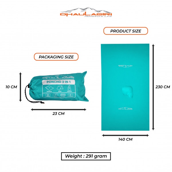 Jas Hujan Dhaulagiri 3 in 1 - Poncho 3 in 1 Multifungsi Dhaulagiri