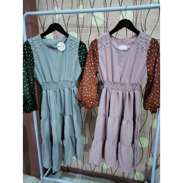 tunik crepe import polkadot import wanita