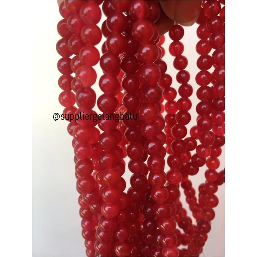 bahan gelang kalung batu 6mm red agate doff bahan kreasi premium akik aksesoris fashion craft grosir