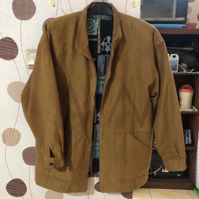 Jaket Harrington Suede Dalam full print