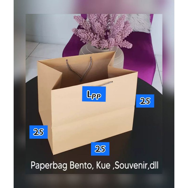 

[ 150 gsm ] Paper Bag / Tas Kantong Kertas Kraft Coklat Polos Kotak - 25 x 25 x 25 cm