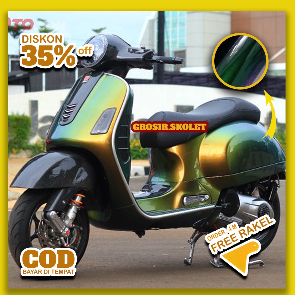ALL NEW FLASH SALE Sticker scotlite bunglon chameleon chrome mirror skotlet motor mobil keren scotle