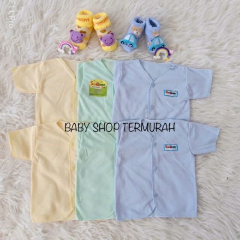 6 PCS ATASAN POLOS LENGAN PENDEK BAHAN LEMBUT &amp; HALUS / BAJU BAYI NEWBORN SNI Shaqueen