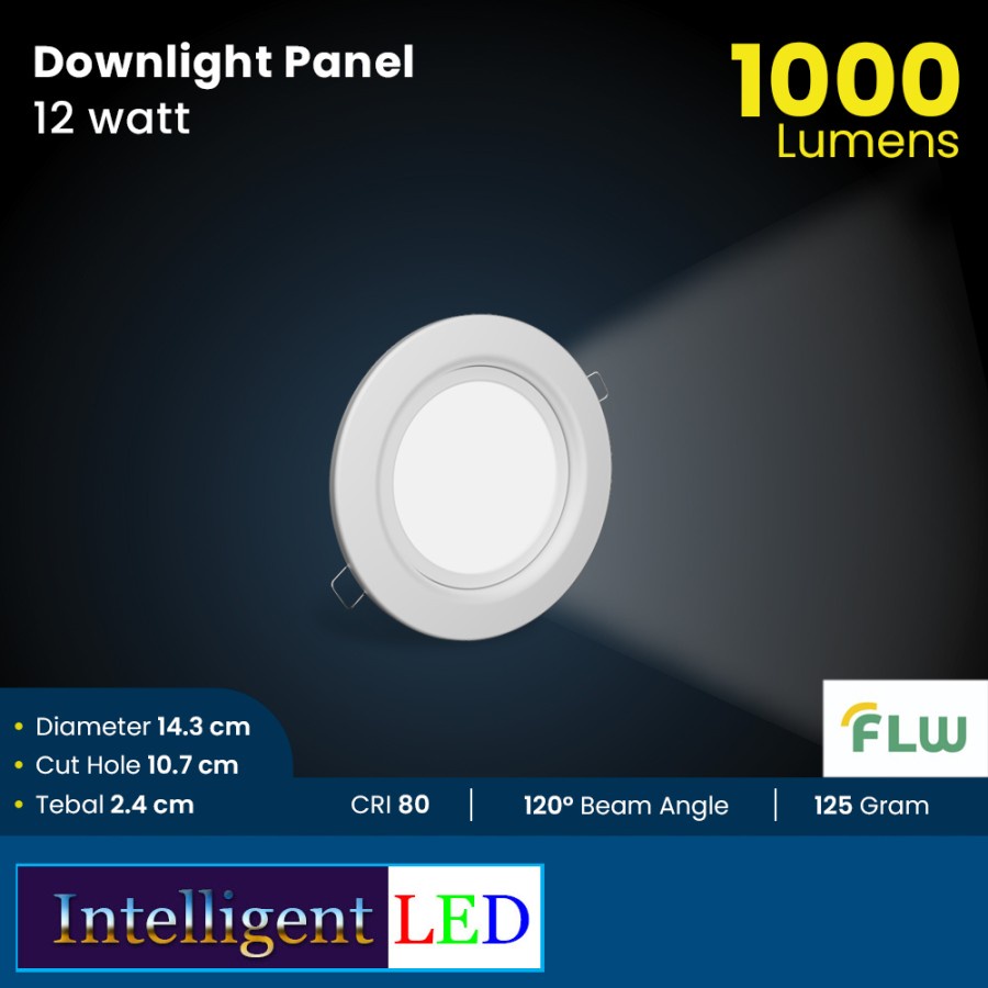 FLW LED Downlight 12W Panel Inbow Round Lampu LED Bulat Plafon