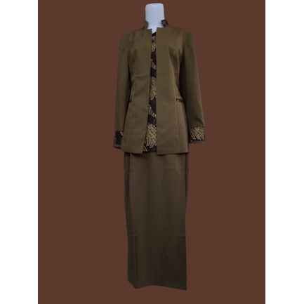 Setelan Pdh/pns/seragam guru/Seragam Dinas Pemda Khaki seragam batik Wanita buka tutup rok span Jumb