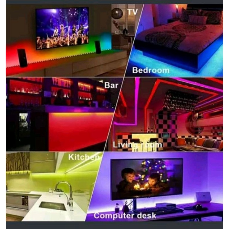 Lampu Tidur Aesthetic Gaming Dinding LED Strip RGB Murah Lampu Hias Tempel Dinding Kamar Aesthetic L