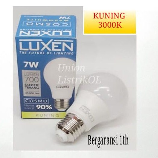 Lampu LED Bulb 7w Kuning 3000K Luxen Bergaransi