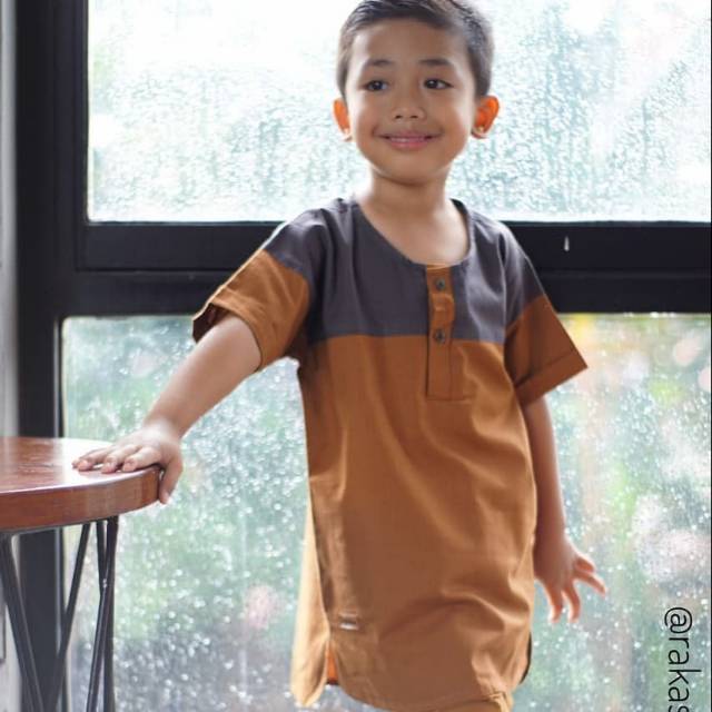 Kemeja Koko 2tone RunKids / Kemeja Koko Anak / Koko / Kemeja Koko Anak Laki-Laki