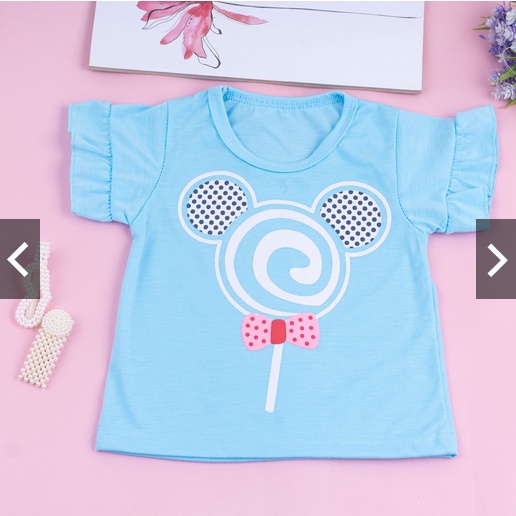 Baju Kaos Anak CEWEK SABLON LUCU /Bayi Perempuan Model Tangan Terompet 0-7 Tahun