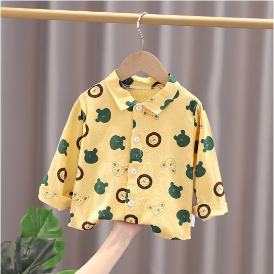 Kemeja anak cewek cowok import Baju anak import atasan anak import baju anak kemeja POLE BEAR PUTIH / KUNING WINNIE THE POOH