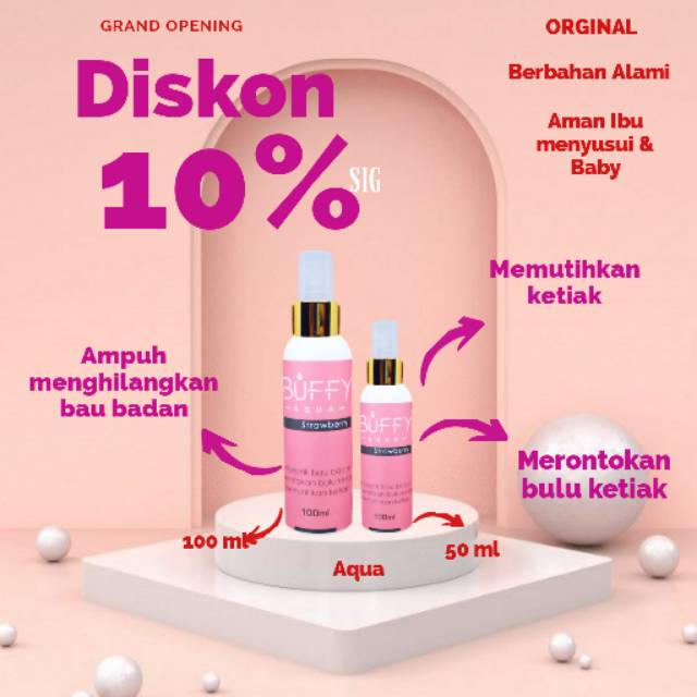 BUFFY AQUA ANTISEPTIK DEODORAN DEODORANT DEO WAXING KETIAK SPRAY