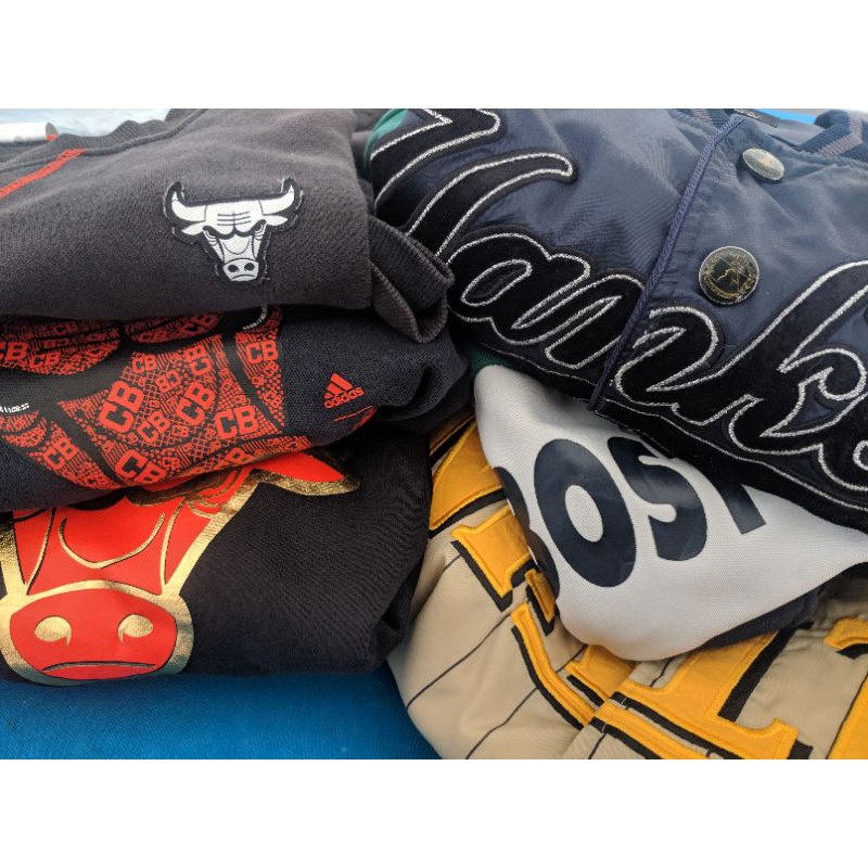 preloved hoodie cn varsity chigago bulls celtics yankees malts sukajan