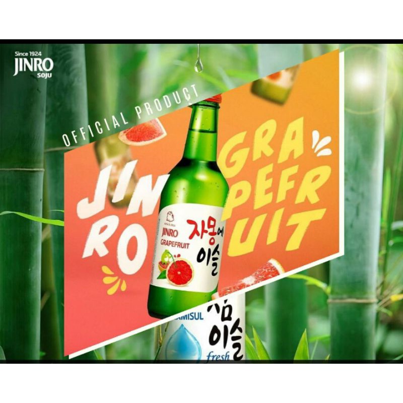 Soju Jinro Grapefruit jeruk 360ml botol Chamisul Jinro Chamisul Jeruk Grapefruit  Soju import 360ml Soju Korea jinro Orange Jinro Jeruk