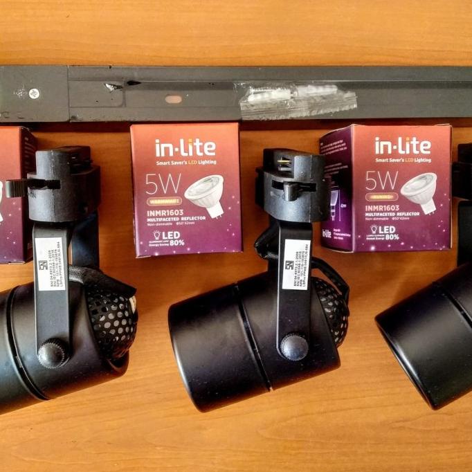 3 Set Lampu Rel Cafe Artalux Sorot Led Holz 5W Berikut Rel 1M Komplit Asfiariel