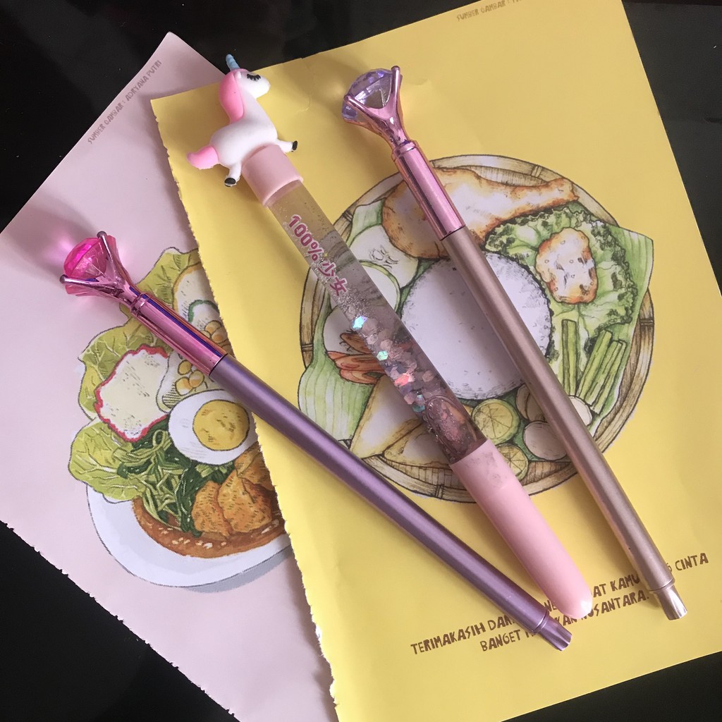 

Paket pulpen gel cantik - pulpen unicorn - pulpen diamond