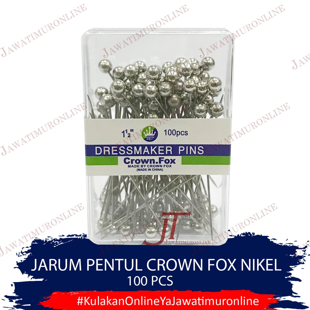 Jarum Pentul Crown Fox Warna NIKEL Dus Mika - Jarum Pentol NIKEL