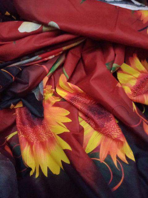 Bahan Kain Sprei Seprei /gorden Gordyn Katun Dispers Motif Bunga Ayu / Lebar 240 Cm