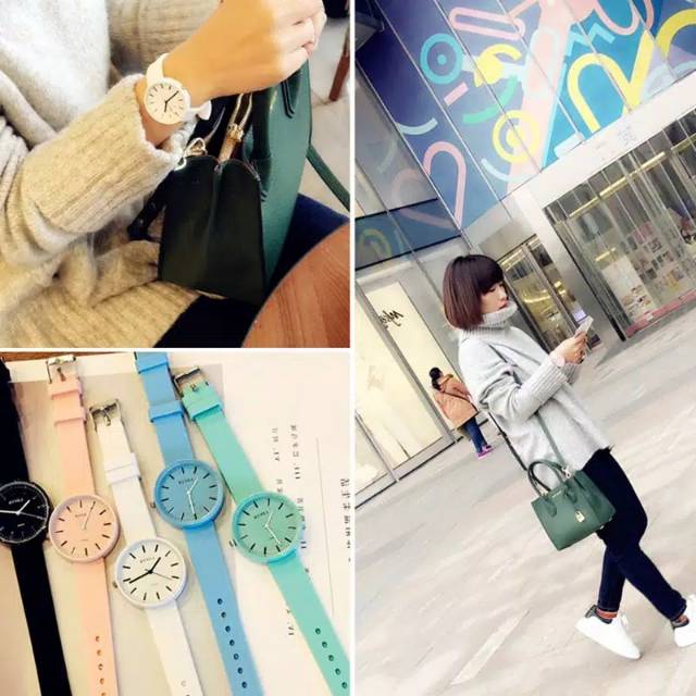 Medan Termurah Strap soft rubber Jam import jam tangan wanita Pria ruber