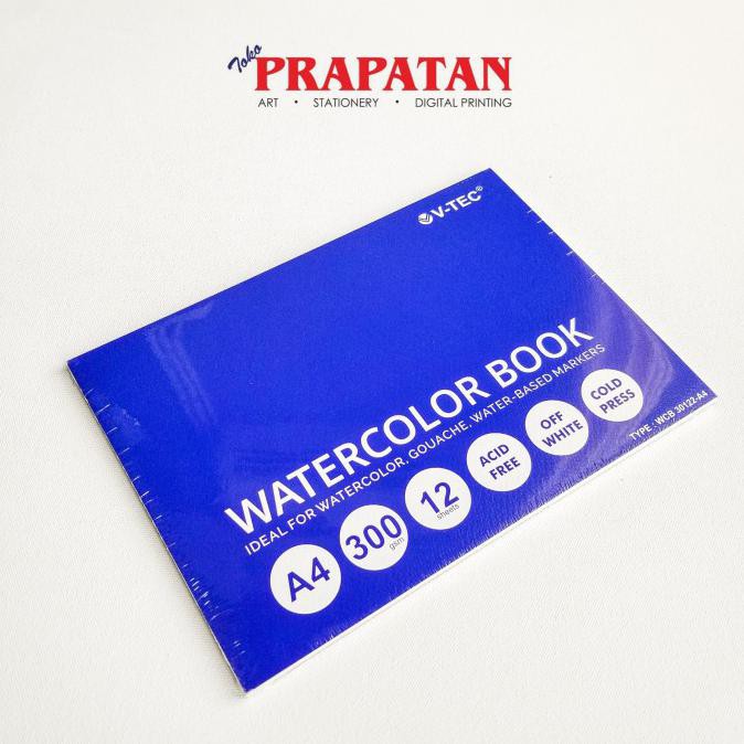 

Produk V-Tec Watercolor Sketchbook A4 12 Lembar 300 Gsm / Buku Gambar Cat Air Terbatas