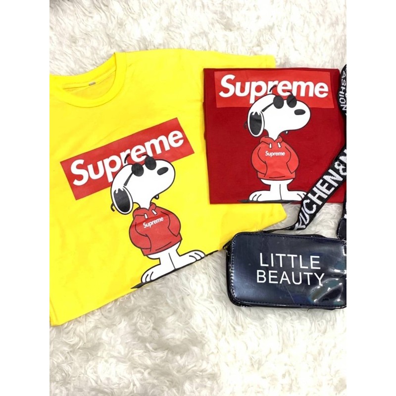 PREMIUM TEE KAOS SNOOPY SUPREME WANITA KATUN MERAH KUNING OVERSIZE JUMBO XXL