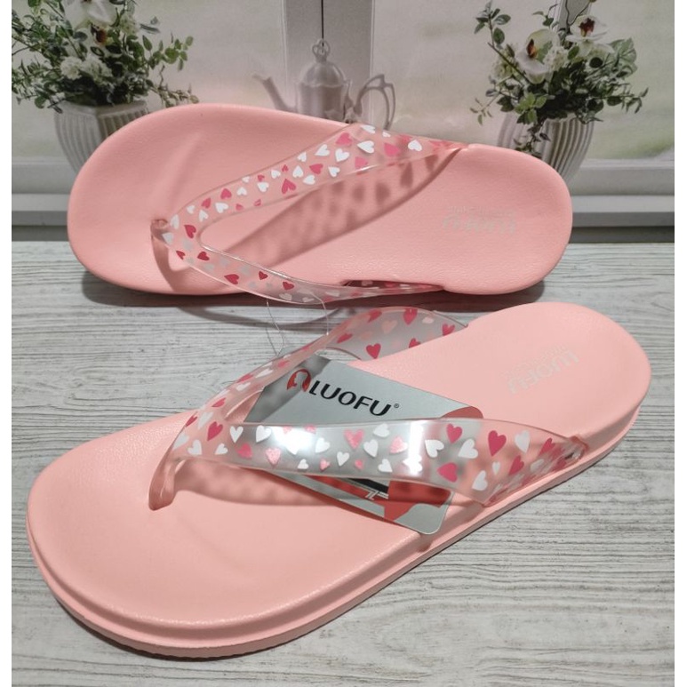 SANDAL JEPIT PEREMPUAN  KARET LUOFU TERBARU E7164 Motif,Sandal jelly wanita kekinian nyaman Empuk