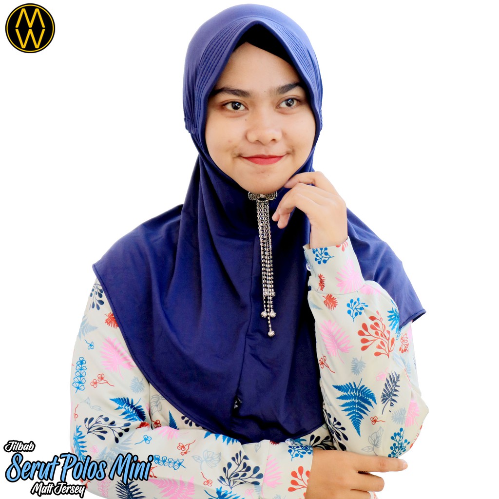 Jilbab serut polos/ jilbab serut jokowi /jilbab instan serut/jilbab serut jersey (Serut Polos Mini)