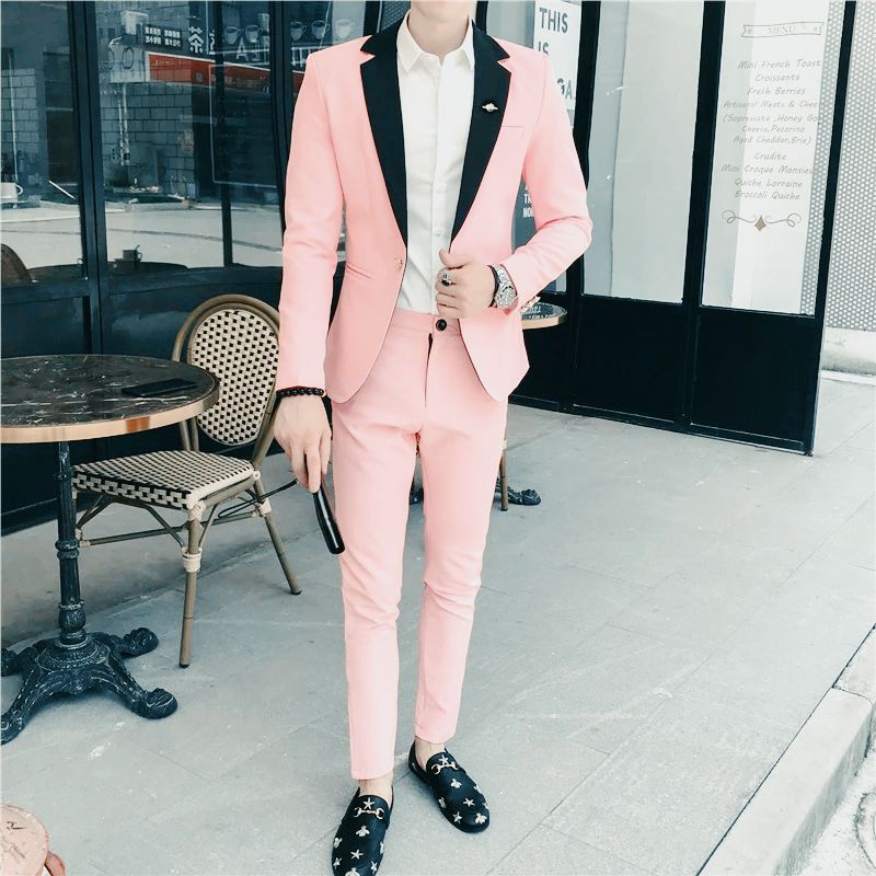 Setelan jas pria warna pink kombinasi / Setelan jas pria 1 set / Setelan jas pria lengkap / Setelan 