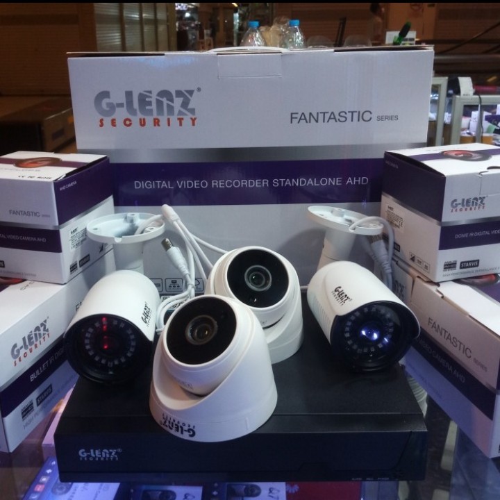 PAKET CCTV GLENZ 4CHANNEL 4 kamera 5mp full hd + PASANG